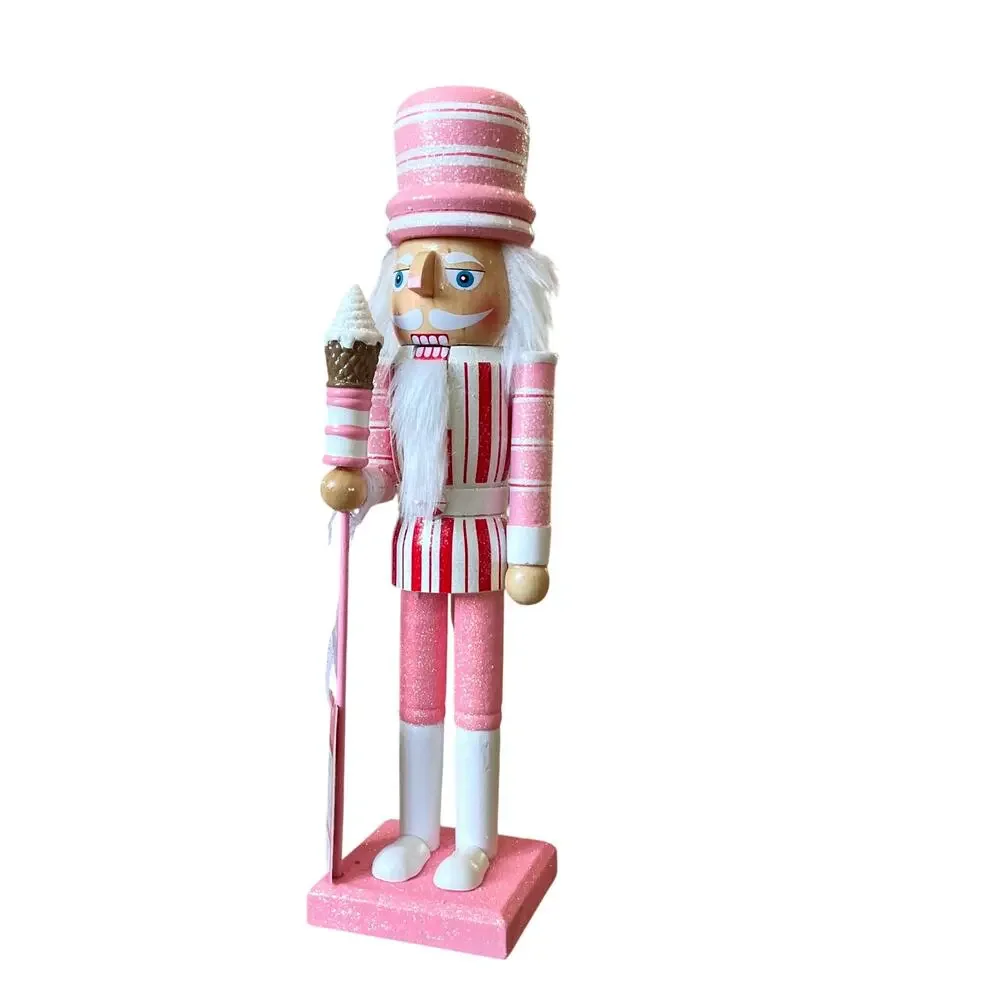 Sweet Treats 14in Valentine Nutcracker Holding Ice Cream Staff Pink White XO NEW